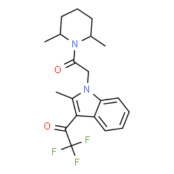 ChemSpider 2D Image | 1-{1-[2-(2,6-Dimethyl-1-piperidinyl)-2-oxoethyl]-2-methyl-1H-indol-3-yl}-2,2,2-trifluoroethanone | C20H23F3N2O2