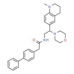 ChemSpider 2D Image | 2-(4-Biphenylyl)-N-[2-(1-methyl-1,2,3,4-tetrahydro-6-quinolinyl)-2-(4-morpholinyl)ethyl]acetamide | C30H35N3O2