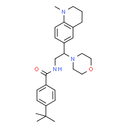 ChemSpider 2D Image | 4-(2-Methyl-2-propanyl)-N-[2-(1-methyl-1,2,3,4-tetrahydro-6-quinolinyl)-2-(4-morpholinyl)ethyl]benzamide | C27H37N3O2