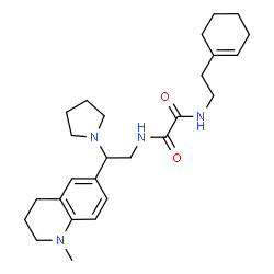 ChemSpider 2D Image | N-[2-(1-Cyclohexen-1-yl)ethyl]-N'-[2-(1-methyl-1,2,3,4-tetrahydro-6-quinolinyl)-2-(1-pyrrolidinyl)ethyl]ethanediamide | C26H38N4O2