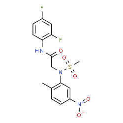 ChemSpider 2D Image | N-(2,4-Difluorophenyl)-N~2~-(2-methyl-5-nitrophenyl)-N~2~-(methylsulfonyl)glycinamide | C16H15F2N3O5S