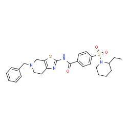 ChemSpider 2D Image | N-(5-Benzyl-4,5,6,7-tetrahydro[1,3]thiazolo[5,4-c]pyridin-2-yl)-4-[(2-ethyl-1-piperidinyl)sulfonyl]benzamide | C27H32N4O3S2