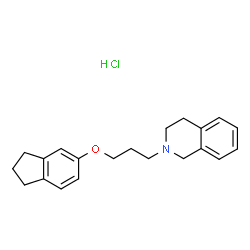 ChemSpider 2D Image | 2-[3-(2,3-Dihydro-1H-inden-5-yloxy)propyl]-1,2,3,4-tetrahydroisoquinoline hydrochloride (1:1) | C21H26ClNO