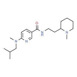 ChemSpider 2D Image | 6-[Isobutyl(methyl)amino]-N-[2-(1-methyl-2-piperidinyl)ethyl]nicotinamide | C19H32N4O