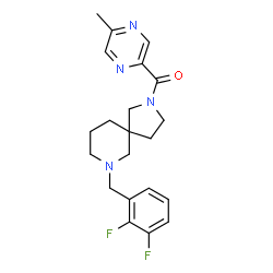 ChemSpider 2D Image | [7-(2,3-Difluorobenzyl)-2,7-diazaspiro[4.5]dec-2-yl](5-methyl-2-pyrazinyl)methanone | C21H24F2N4O