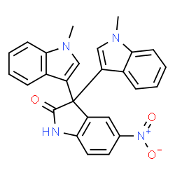 ChemSpider 2D Image | 1,1''-Dimethyl-5'-nitro-1H,1''H-3,3':3',3''-terindol-2'(1'H)-one | C26H20N4O3
