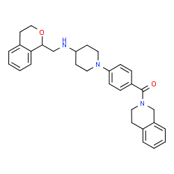 ChemSpider 2D Image | (4-{4-[(3,4-Dihydro-1H-isochromen-1-ylmethyl)amino]-1-piperidinyl}phenyl)(3,4-dihydro-2(1H)-isoquinolinyl)methanone | C31H35N3O2
