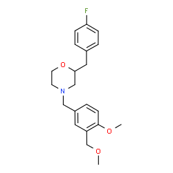ChemSpider 2D Image | 2-(4-Fluorobenzyl)-4-[4-methoxy-3-(methoxymethyl)benzyl]morpholine | C21H26FNO3
