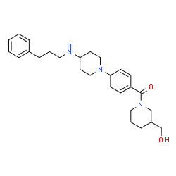 ChemSpider 2D Image | [3-(Hydroxymethyl)-1-piperidinyl](4-{4-[(3-phenylpropyl)amino]-1-piperidinyl}phenyl)methanone | C27H37N3O2