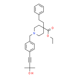 ChemSpider 2D Image | Ethyl 1-[4-(3-hydroxy-3-methyl-1-butyn-1-yl)benzyl]-4-(2-phenylethyl)-4-piperidinecarboxylate | C28H35NO3