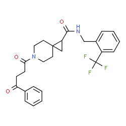 ChemSpider 2D Image | 6-(4-Oxo-4-phenylbutanoyl)-N-[2-(trifluoromethyl)benzyl]-6-azaspiro[2.5]octane-1-carboxamide | C26H27F3N2O3