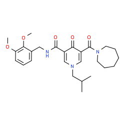ChemSpider 2D Image | 5-(1-Azepanylcarbonyl)-N-(2,3-dimethoxybenzyl)-1-isobutyl-4-oxo-1,4-dihydro-3-pyridinecarboxamide | C26H35N3O5