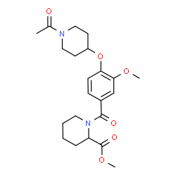 ChemSpider 2D Image | Methyl 1-{4-[(1-acetyl-4-piperidinyl)oxy]-3-methoxybenzoyl}-2-piperidinecarboxylate | C22H30N2O6