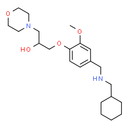 ChemSpider 2D Image | 1-(4-{[(Cyclohexylmethyl)amino]methyl}-2-methoxyphenoxy)-3-(4-morpholinyl)-2-propanol | C22H36N2O4