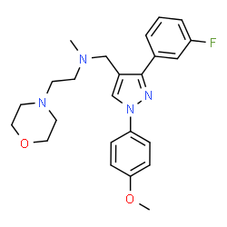 ChemSpider 2D Image | N-{[3-(3-Fluorophenyl)-1-(4-methoxyphenyl)-1H-pyrazol-4-yl]methyl}-N-methyl-2-(4-morpholinyl)ethanamine | C24H29FN4O2