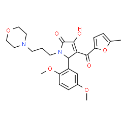 ChemSpider 2D Image | 5-(2,5-Dimethoxyphenyl)-3-hydroxy-4-(5-methyl-2-furoyl)-1-[3-(4-morpholinyl)propyl]-1,5-dihydro-2H-pyrrol-2-one | C25H30N2O7