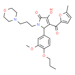 ChemSpider 2D Image | 3-Hydroxy-5-(3-methoxy-4-propoxyphenyl)-4-(5-methyl-2-furoyl)-1-[3-(4-morpholinyl)propyl]-1,5-dihydro-2H-pyrrol-2-one | C27H34N2O7