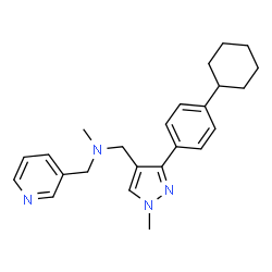 ChemSpider 2D Image | 1-[3-(4-Cyclohexylphenyl)-1-methyl-1H-pyrazol-4-yl]-N-methyl-N-(3-pyridinylmethyl)methanamine | C24H30N4