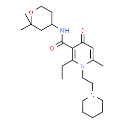 ChemSpider 2D Image | N-(2,2-Dimethyltetrahydro-2H-pyran-4-yl)-2-ethyl-6-methyl-4-oxo-1-[2-(1-piperidinyl)ethyl]-1,4-dihydro-3-pyridinecarboxamide | C23H37N3O3