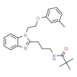 ChemSpider 2D Image | 2,2-Dimethyl-N-(3-{1-[2-(3-methylphenoxy)ethyl]-1H-benzimidazol-2-yl}propyl)propanamide | C24H31N3O2