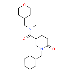 ChemSpider 2D Image | 1-(Cyclohexylmethyl)-N-methyl-6-oxo-N-(tetrahydro-2H-pyran-4-ylmethyl)-3-piperidinecarboxamide | C20H34N2O3