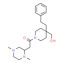 ChemSpider 2D Image | 2-(1,4-Dimethyl-2-piperazinyl)-1-[4-(hydroxymethyl)-4-(2-phenylethyl)-1-piperidinyl]ethanone | C22H35N3O2