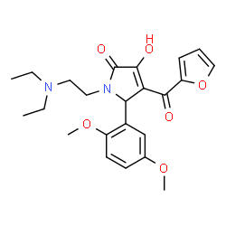 ChemSpider 2D Image | 1-[2-(Diethylamino)ethyl]-5-(2,5-dimethoxyphenyl)-4-(2-furoyl)-3-hydroxy-1,5-dihydro-2H-pyrrol-2-one | C23H28N2O6