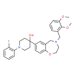 ChemSpider 2D Image | 4-[4-(2,3-Dimethoxybenzyl)-2,3,4,5-tetrahydro-1,4-benzoxazepin-7-yl]-1-(2-fluorophenyl)-4-piperidinol | C29H33FN2O4