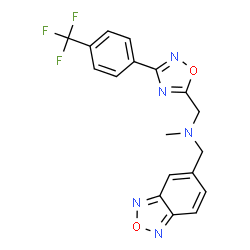 ChemSpider 2D Image | 1-(2,1,3-Benzoxadiazol-5-yl)-N-methyl-N-({3-[4-(trifluoromethyl)phenyl]-1,2,4-oxadiazol-5-yl}methyl)methanamine | C18H14F3N5O2