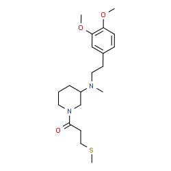 ChemSpider 2D Image | 1-(3-{[2-(3,4-Dimethoxyphenyl)ethyl](methyl)amino}-1-piperidinyl)-3-(methylsulfanyl)-1-propanone | C20H32N2O3S