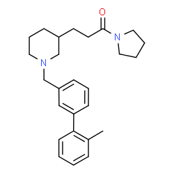 ChemSpider 2D Image | 3-{1-[(2'-Methyl-3-biphenylyl)methyl]-3-piperidinyl}-1-(1-pyrrolidinyl)-1-propanone | C26H34N2O