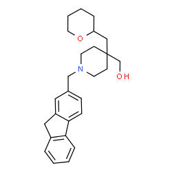 ChemSpider 2D Image | [1-(9H-Fluoren-2-ylmethyl)-4-(tetrahydro-2H-pyran-2-ylmethyl)-4-piperidinyl]methanol | C26H33NO2