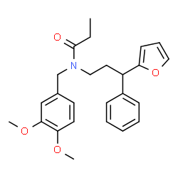 ChemSpider 2D Image | N-(3,4-Dimethoxybenzyl)-N-[3-(2-furyl)-3-phenylpropyl]propanamide | C25H29NO4