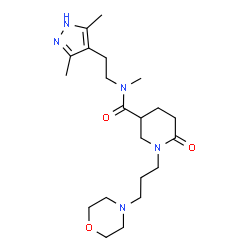 ChemSpider 2D Image | N-[2-(3,5-Dimethyl-1H-pyrazol-4-yl)ethyl]-N-methyl-1-[3-(4-morpholinyl)propyl]-6-oxo-3-piperidinecarboxamide | C21H35N5O3