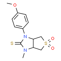 ChemSpider 2D Image | 1-(4-Methoxyphenyl)-3-methyltetrahydro-1H-thieno[3,4-d]imidazole-2(3H)-thione 5,5-dioxide | C13H16N2O3S2