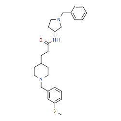 ChemSpider 2D Image | N-(1-Benzyl-3-pyrrolidinyl)-3-{1-[3-(methylsulfanyl)benzyl]-4-piperidinyl}propanamide | C27H37N3OS