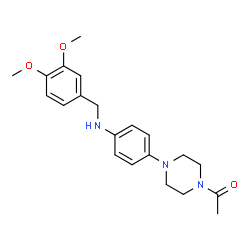 ChemSpider 2D Image | 1-(4-{4-[(3,4-Dimethoxybenzyl)amino]phenyl}-1-piperazinyl)ethanone | C21H27N3O3