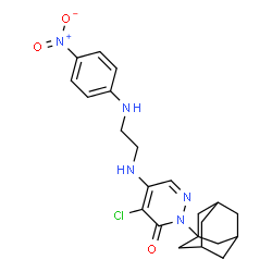 ChemSpider 2D Image | 2-(Adamantan-1-yl)-4-chloro-5-({2-[(4-nitrophenyl)amino]ethyl}amino)-3(2H)-pyridazinone | C22H26ClN5O3
