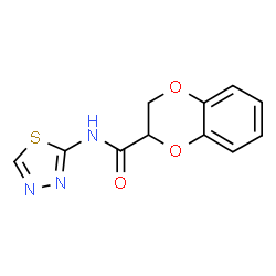 ChemSpider 2D Image | N-(1,3,4-Thiadiazol-2-yl)-2,3-dihydro-1,4-benzodioxine-2-carboxamide | C11H9N3O3S