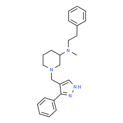 ChemSpider 2D Image | N-Methyl-N-(2-phenylethyl)-1-[(3-phenyl-1H-pyrazol-4-yl)methyl]-3-piperidinamine | C24H30N4