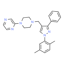 ChemSpider 2D Image | 2-(4-{[1-(2,5-Dimethylphenyl)-3-phenyl-1H-pyrazol-4-yl]methyl}-1-piperazinyl)pyrazine | C26H28N6