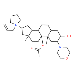 ChemSpider 2D Image | [16-(1-allyl-2,3,4,5-tetrahydropyrrol-1-yl)-3-hydroxy-10,13-dimethyl-2-morpholino-1,2,3,4,5,6,7,8,11,12,14,15,16,17-tetradecahydrocyclopenta[a]phenanthren-9-yl] acetate | C32H53N2O4