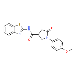 ChemSpider 2D Image | N-(1,3-Benzothiazol-2-yl)-1-(4-methoxyphenyl)-5-oxo-3-pyrrolidinecarboxamide | C19H17N3O3S