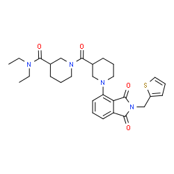 ChemSpider 2D Image | 1-({1-[1,3-Dioxo-2-(2-thienylmethyl)-2,3-dihydro-1H-isoindol-4-yl]-3-piperidinyl}carbonyl)-N,N-diethyl-3-piperidinecarboxamide | C29H36N4O4S