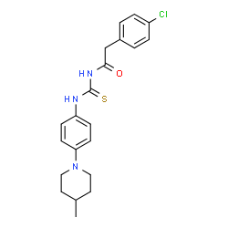 ChemSpider 2D Image | 2-(4-Chlorophenyl)-N-{[4-(4-methyl-1-piperidinyl)phenyl]carbamothioyl}acetamide | C21H24ClN3OS
