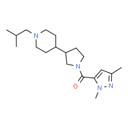 ChemSpider 2D Image | (1,3-Dimethyl-1H-pyrazol-5-yl)[3-(1-isobutyl-4-piperidinyl)-1-pyrrolidinyl]methanone | C19H32N4O