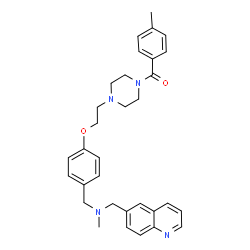 ChemSpider 2D Image | (4-Methylphenyl){4-[2-(4-{[methyl(6-quinolinylmethyl)amino]methyl}phenoxy)ethyl]-1-piperazinyl}methanone | C32H36N4O2