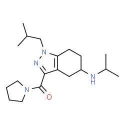 ChemSpider 2D Image | [1-Isobutyl-5-(isopropylamino)-4,5,6,7-tetrahydro-1H-indazol-3-yl](1-pyrrolidinyl)methanone | C19H32N4O