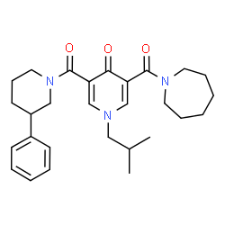 ChemSpider 2D Image | 3-(1-Azepanylcarbonyl)-1-isobutyl-5-[(3-phenyl-1-piperidinyl)carbonyl]-4(1H)-pyridinone | C28H37N3O3