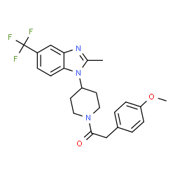 ChemSpider 2D Image | 2-(4-Methoxyphenyl)-1-{4-[2-methyl-5-(trifluoromethyl)-1H-benzimidazol-1-yl]-1-piperidinyl}ethanone | C23H24F3N3O2